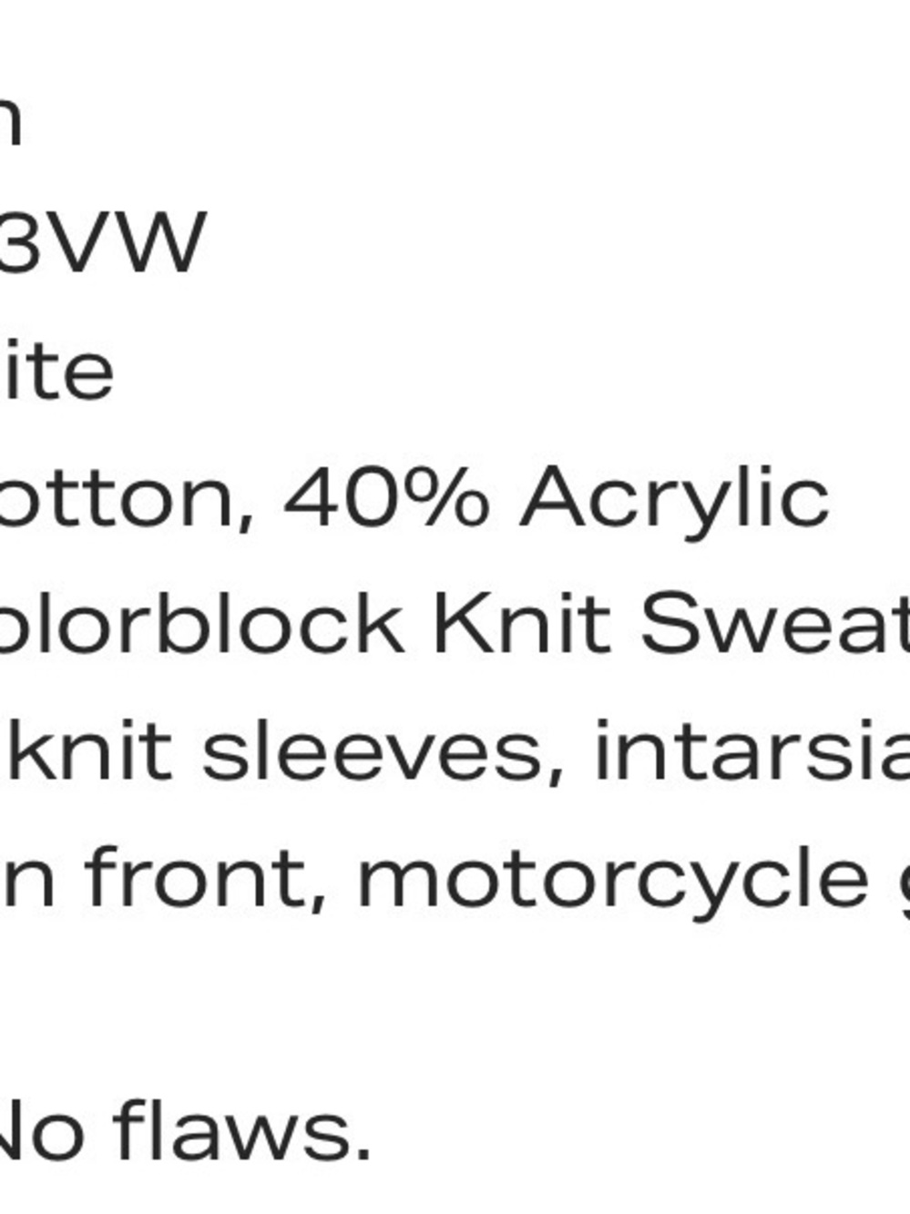 Harley-Davidson Black & White Colorblock Knit Zip Sweater - Picture 2 of 5